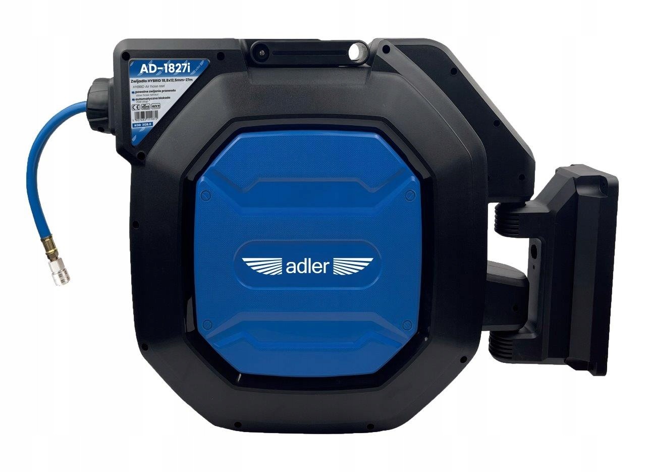 Zwijadło pneumatyczne automatyczne 27 m ADLER AD-1827i – bęben na wąż hybrydowy 12,5 mm