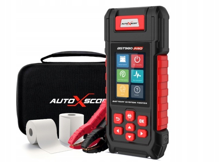 Tester akumulatora 12V/24V PRO z drukarką miernik CCA test ładowania rozruchu AUTOXSCAN