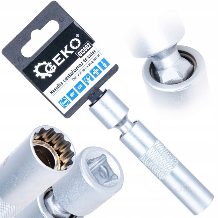 Nasadka klucz do świec zapłonowych 14 mm 3/8 " przegubowa cienkościenna 12-kąt
