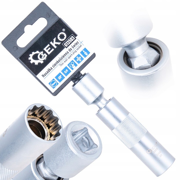 Nasadka do świec zapłonowych 16 mm 3/8 " przegub cienkościenna klucz do świec 12-kątny