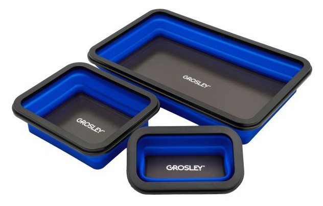 Miseczki magnetyczne silikonowe składane 3 szt. tacki warsztatowe z magnesem Grosley