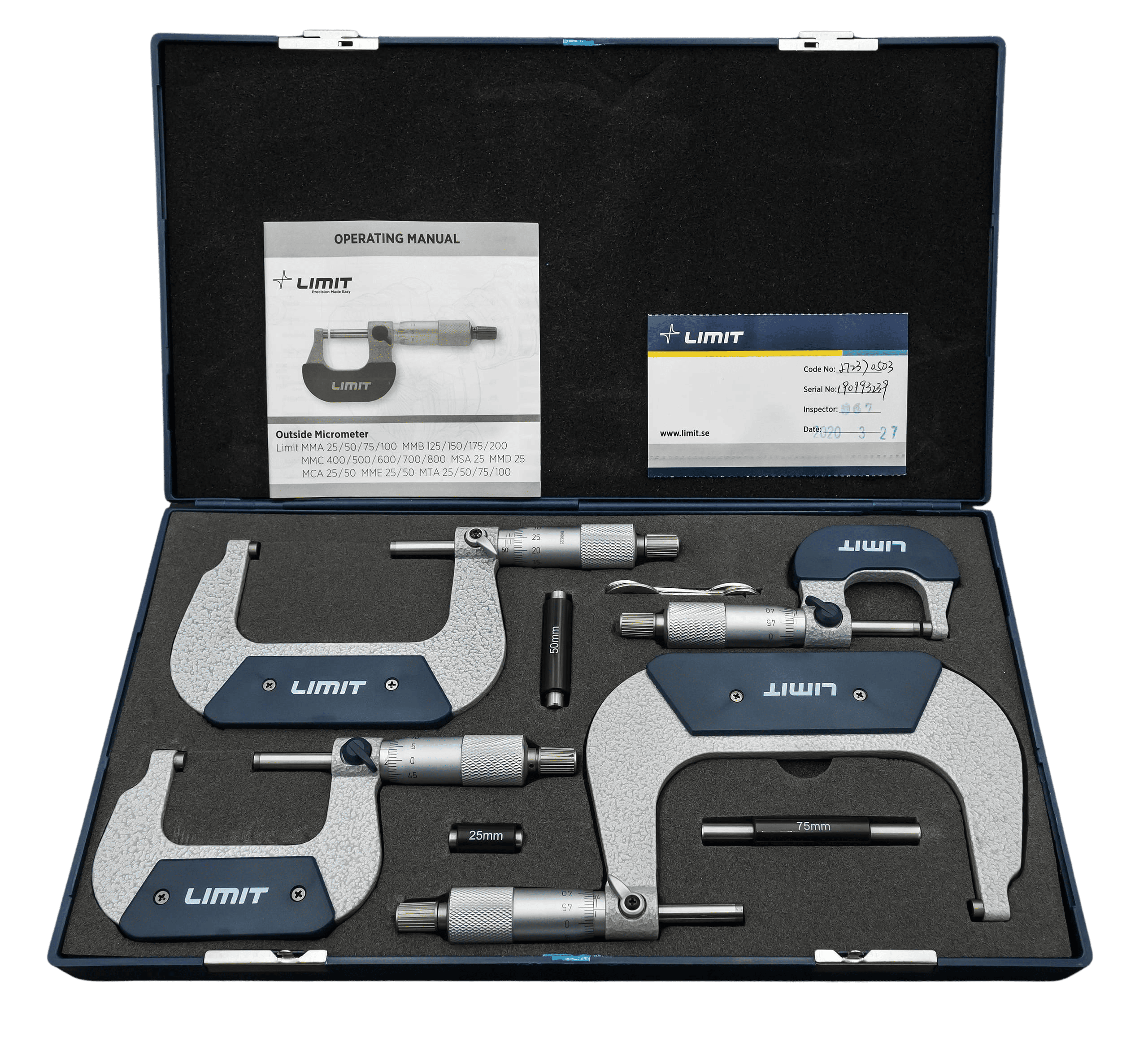 Zestaw mikrometrów 0 - 100 mm MMA mikrometry kabłąkowe 4 szt. DIN 863 Limit