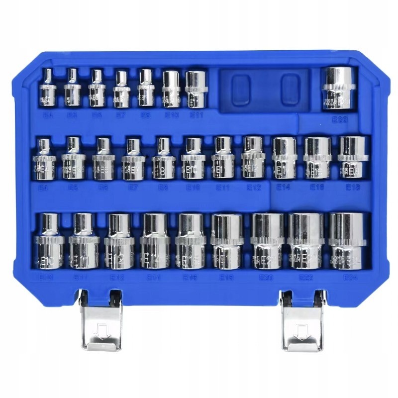 Zestaw klucze nasadowe nasadki  E-Torx 1/4 ", 3/8 ", 1/2 " 28 szt. Magnus