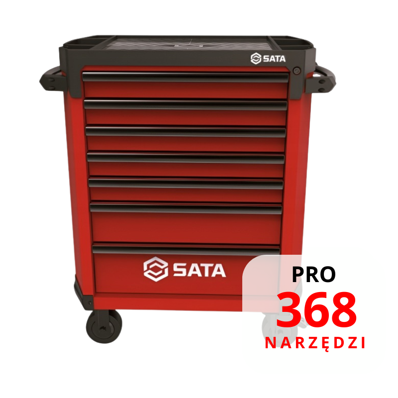 Wózek narzędziowy szafka warsztatowa z wyposażeniem PRO 368 el  SATA