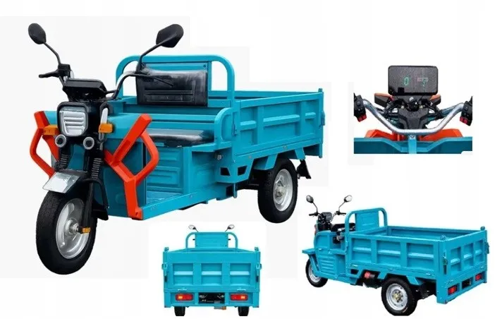 Elektryczny pojazd trójkołowy tuk tuk z hydrauliczną wywrotką E-TUK Cargo 1500W V2