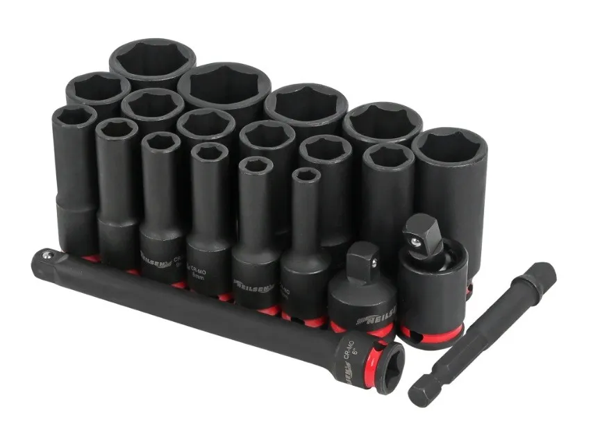 Zestaw nasadki klucze udarowe długie 3/8 " Cr-Mo 21 el. 6-25 mm Neilsen