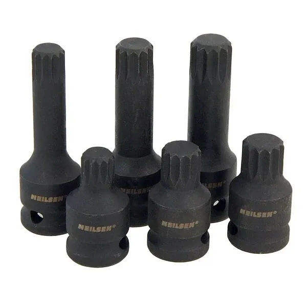 Klucze spline wielowypust M14 M16 M18 nasadki trzpieniowe 1/2 " Cr-Mo 6 el. Neilsen