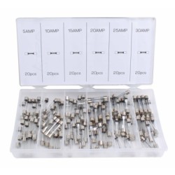 Bezpieczniki szklane topikowe zestaw 6X32MM 5-30A 120EL