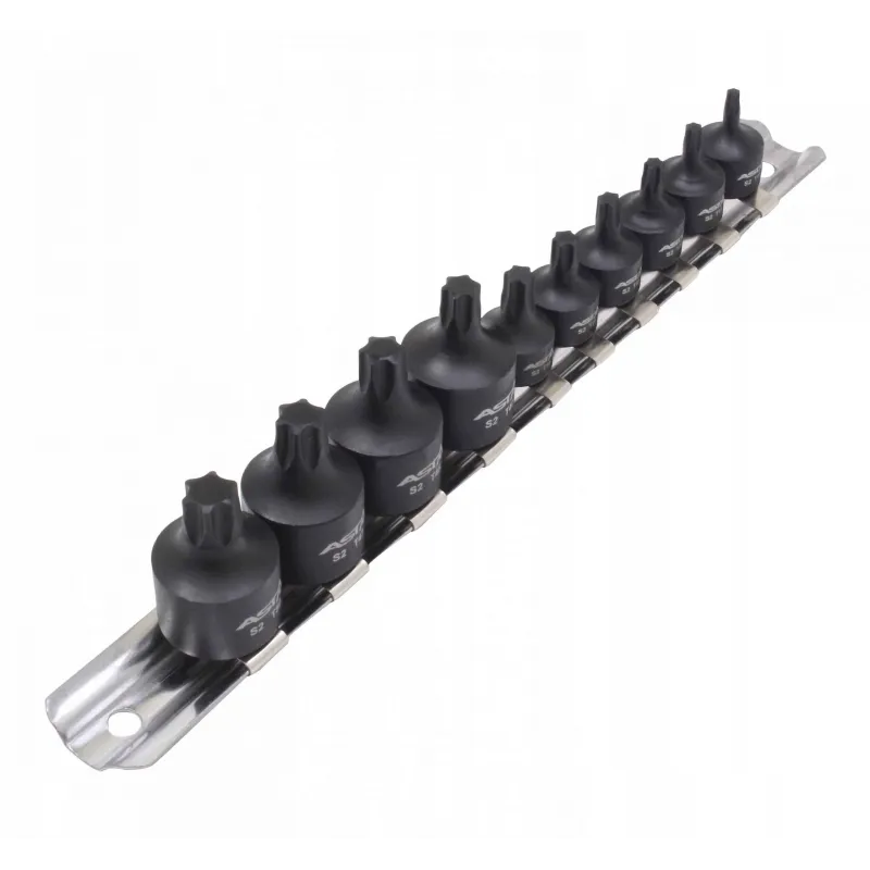 Nasadki udarowe niskie T10 - T50 na szynie TORX 1 4-3 8 9 SZT ASTA