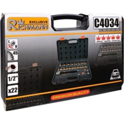 Klucze nasadowe udarowe z grzechotka w walizce 10-36MM