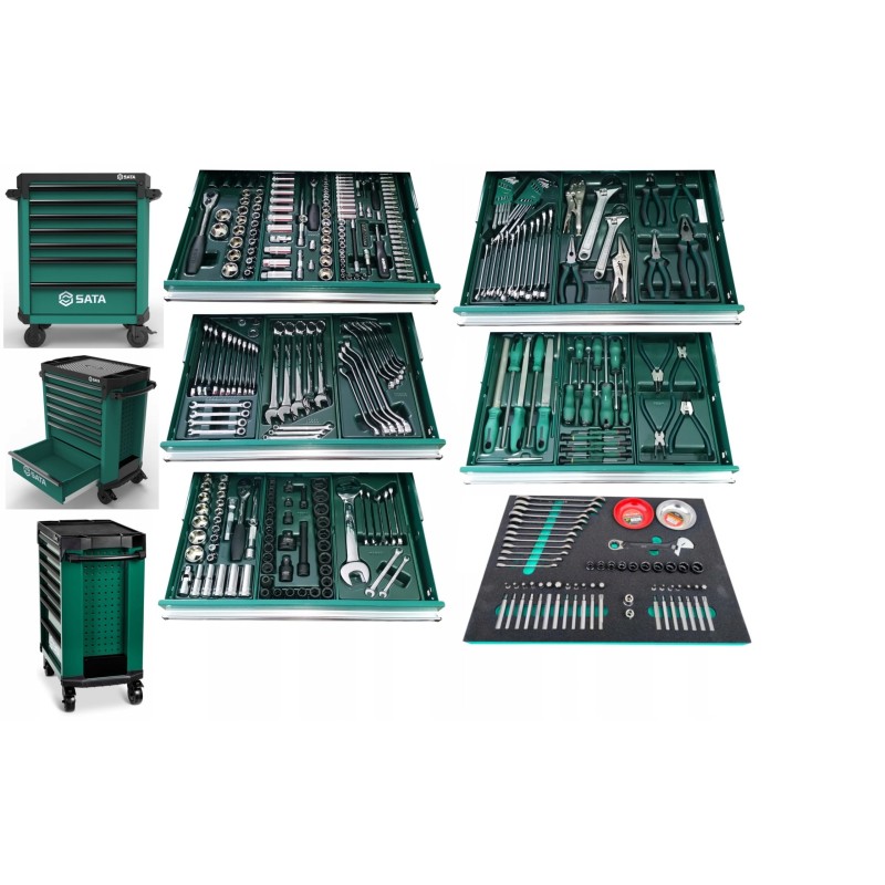 SATA Wózek narzędziowy szafka warsztatowa 7 szuflad PRO 364 el