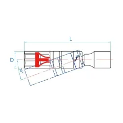 Nasadka przegubowa klucz do świec 3/8 " 14mm 12 kątna długa 155mm King Tony
