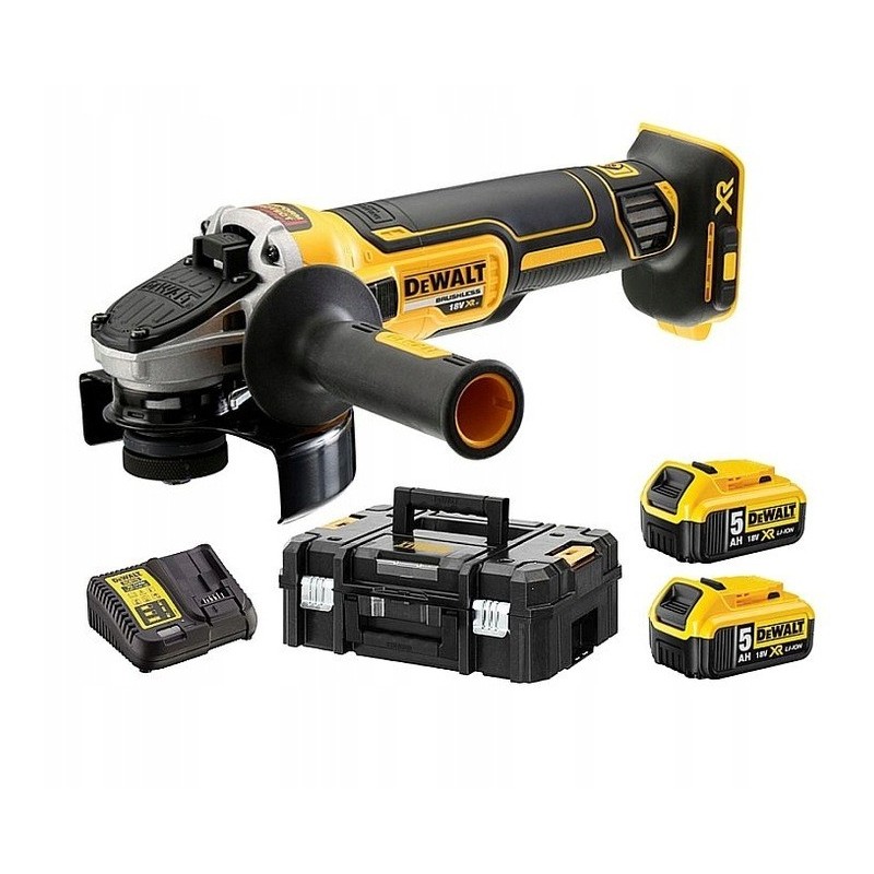Zestaw Szlifierka kątowa akumulatorowa Dewalt 125mm XR 2x 5.0 AH