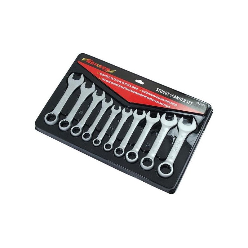 Klucze oczkowo-płaskie krótkie 10-19mm 10szt