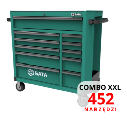 Sata vozík na náradie 452 EL COMBO XXL GREEN skrinka na náradie 11 zásuviek