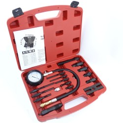 Tester kompresji sprężania Diesel 0–70 BAR miernik ciśnienia silnika 17 el. z adapterami Resser