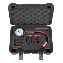 Tester kompresji sprężania benzyna 0–20 BAR miernik ciśnienia sprężania + adaptery Quatros