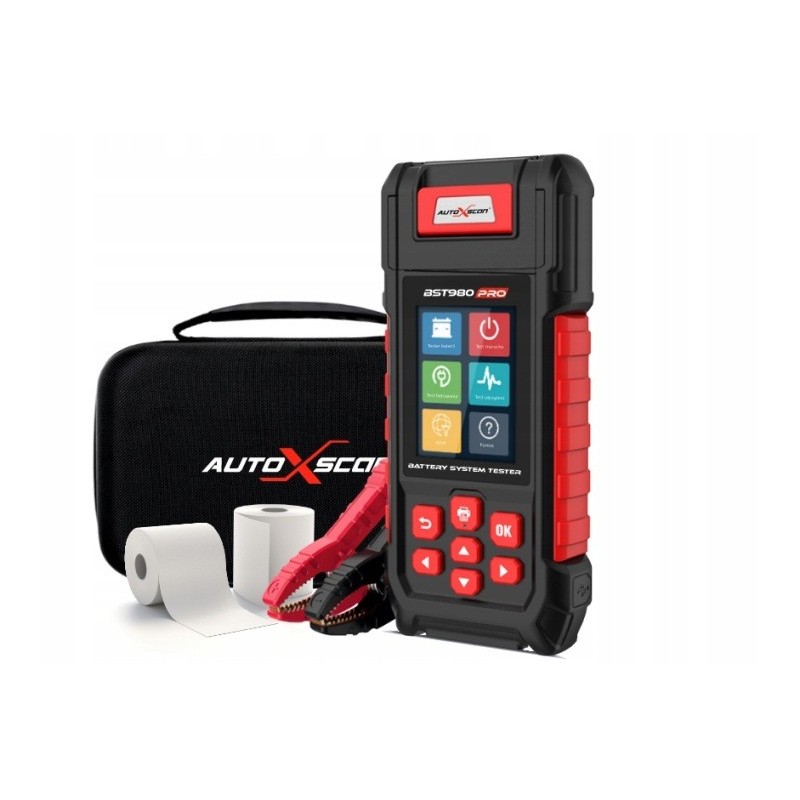 Tester akumulatora 12V/24V PRO z drukarką miernik CCA test ładowania rozruchu AUTOXSCAN