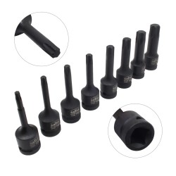 Nasadki TORX udarowe 1/2 " zestaw 8 szt bity TORX T30 - T80 Cr-Mo SATRA