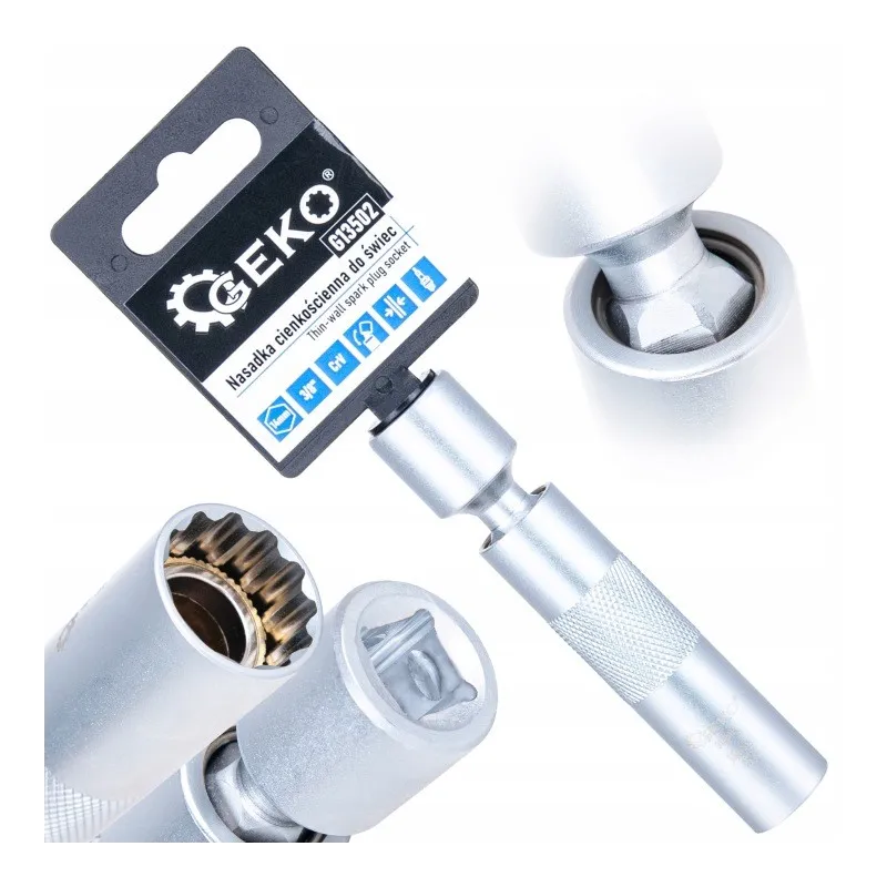 Nasadka klucz do świec zapłonowych 14 mm 3/8 " przegubowa cienkościenna 12-kąt