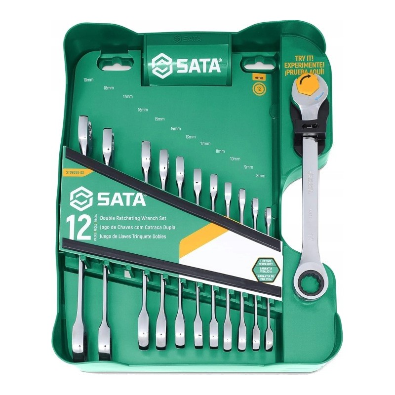 Sata klucze płasko oczkowe z podwójną grzechotką 12 1szt x-beam