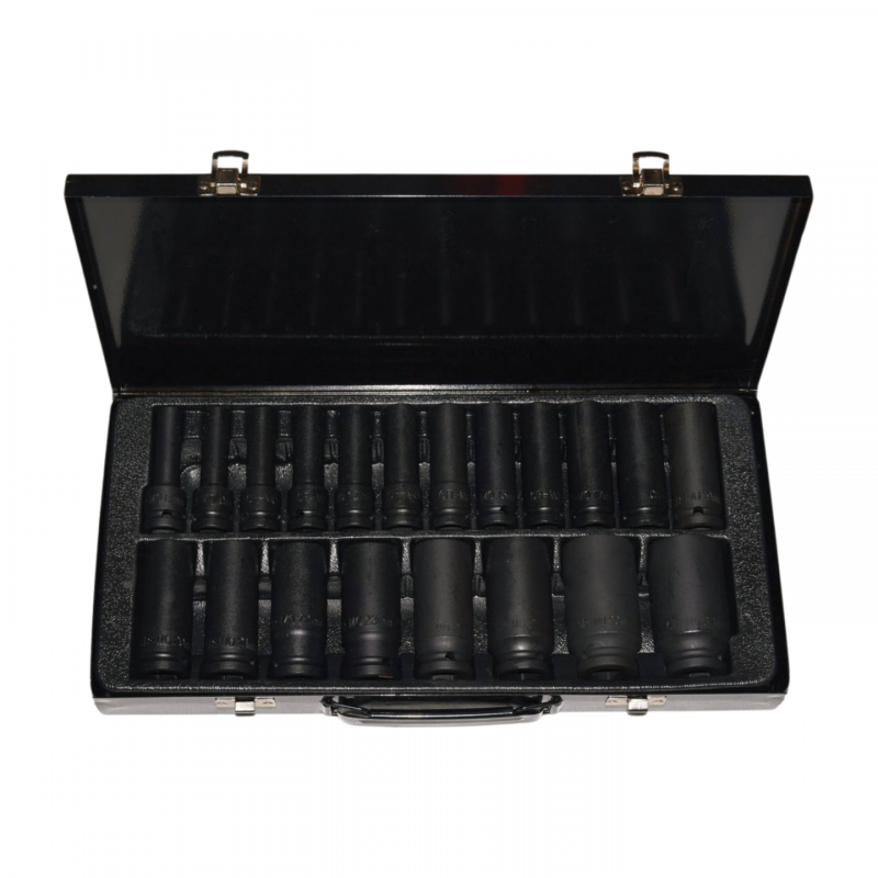 Zestaw nasadek klucze nasadowe długie udarowe 12-kątne 1/2 " 8-32mm Cr-Mo 20 szt. Magnus