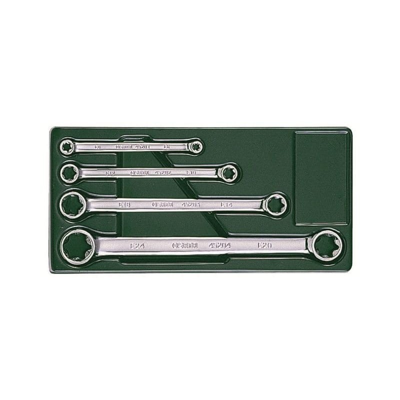 Zestaw 4 kluczy klucze oczkowe e- torx dwustronne sata