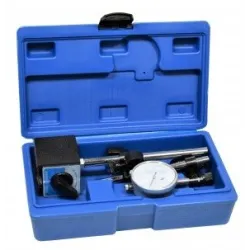 Czujnik zegarowy 0-10mm ze statywem magnetycznym 0,01mm + walizka Magnus