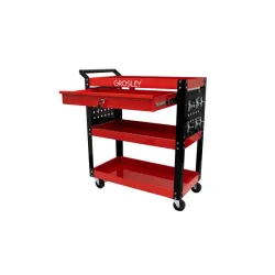 Tool trolley 3 shelf + drawer workshop table 130kg Grosley