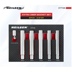 Zestaw Nasadek Nasadki klucze ekstra długie 3/8 " 6 el 15-19mm 120mm Neilsen