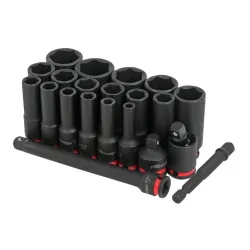 Zestaw nasadki klucze udarowe długie 3/8 " Cr-Mo 21 el. 6-25 mm Neilsen