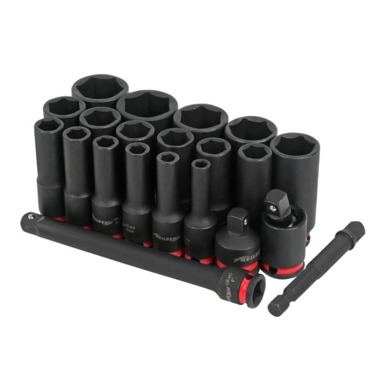 Nasadki klucze udarowe długie 3/8" Cr-Mo 21 el. 6-25mm CT7109
