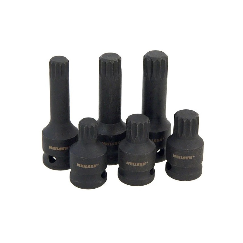 Klucze spline wielowypust M14 M16 M18 nasadki trzpieniowe 1/2 " Cr-Mo 6 el. Neilsen