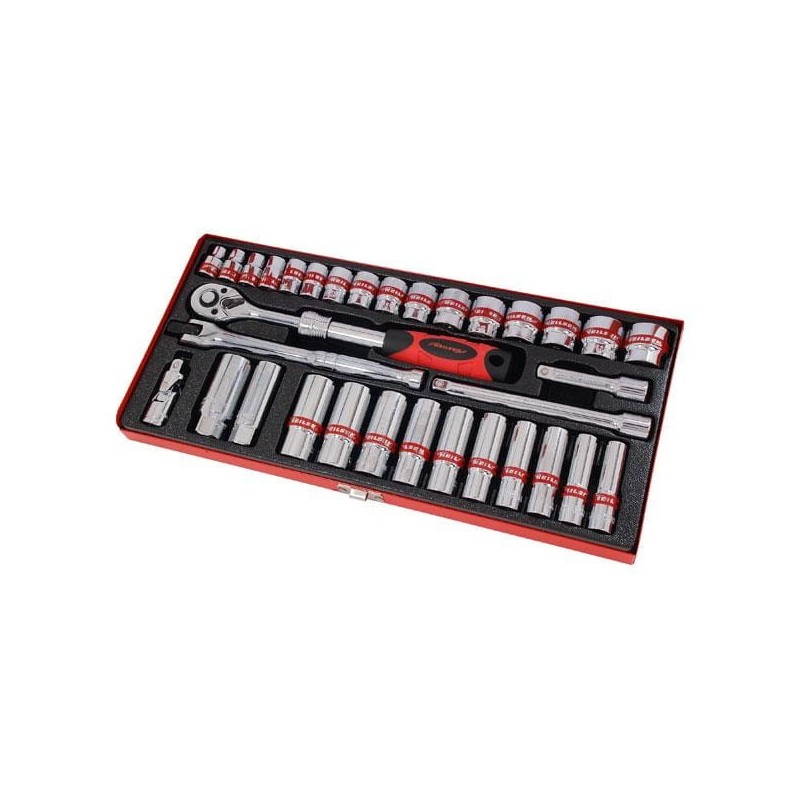 Walizka narzędziowa klucze nasadowe 3 8 klucze nasadki 33 el.