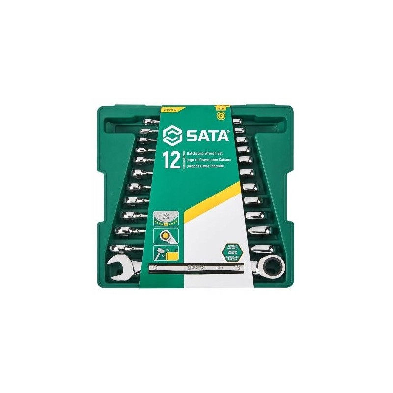 Klucze płasko oczkowe z grzechotką 8-19mm sata