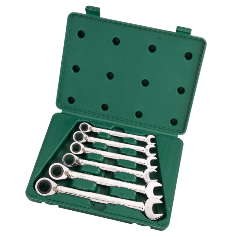 Zestaw kluczy klucze płasko-oczkowe z grzechotką 10-19mm sata