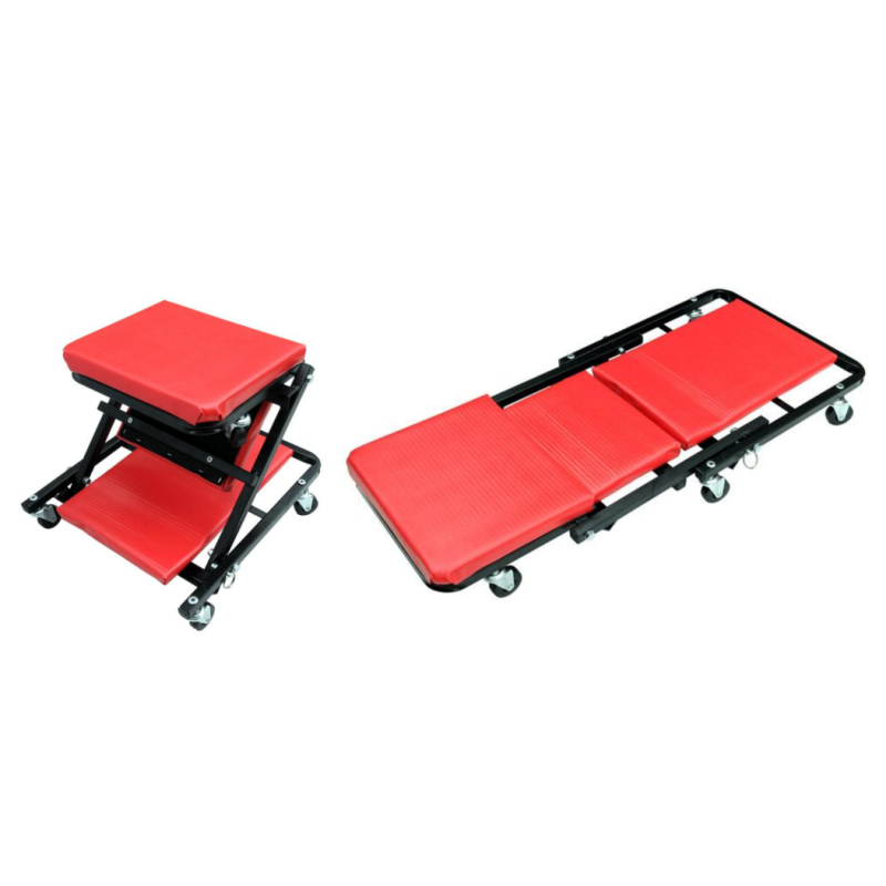 Leżanka warsztatowa składana taboret 2w1 wózek