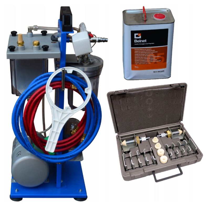 Urządzenie do płukania układu klimatyzacji adaptery