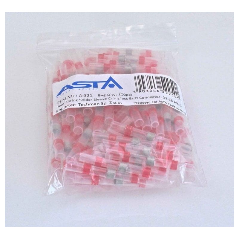 Złączki termokurczliwe z cyną 100szt czerwone