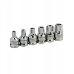 Nástrčné hlavice Torx s otvorom - t55-t100, 6 kusov