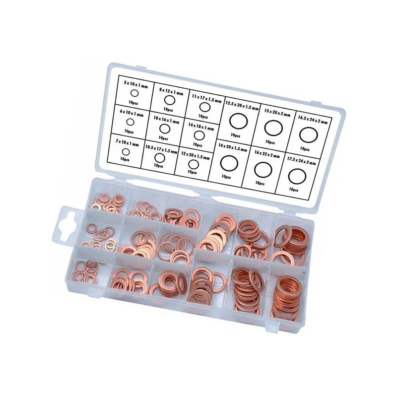 150-częściowy asortyment miedzianych o-ringów
