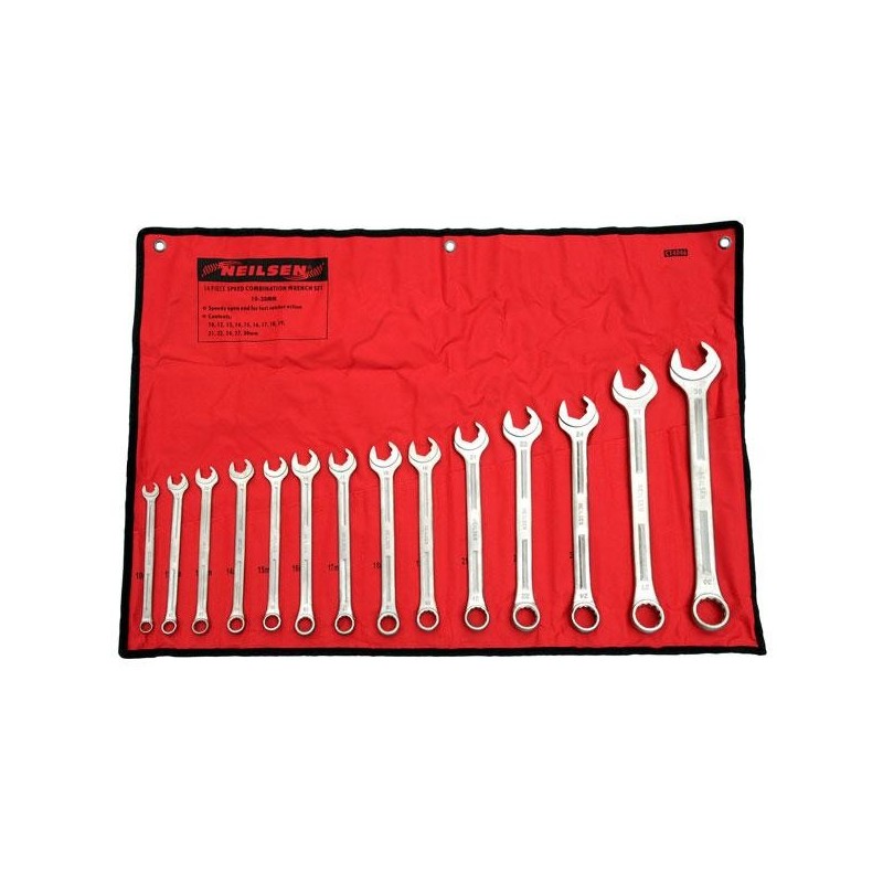 Zestaw 14-częściowy kluczy płasko- oczkowych speed 10-30 mm