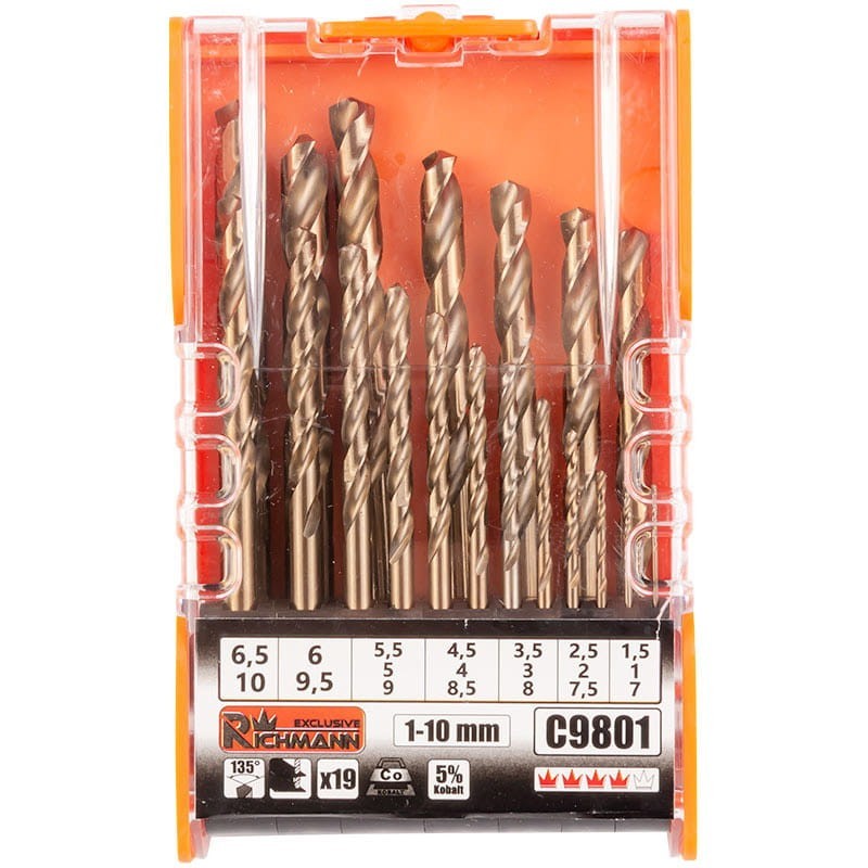 Wiertła do metalu zestaw wierteł kobaltowe 1-10 mm 19 elem corona