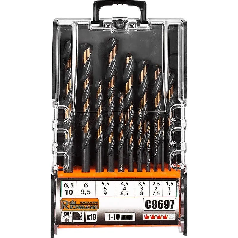 Wiertła do metalu zestaw wierteł 1-10 mm 19 elem. profi