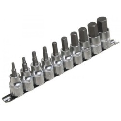 Nasadki - zestaw 1/2'' hex 10szt.na szynie