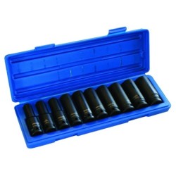 Impact sockets long 10-24mm forged set