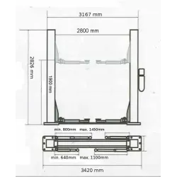 Podnośnik dwukolumnowy półautomat 4000 kg 4t 380v