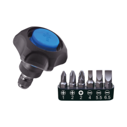 Mini grzechotka ręczna 48 zębów z uchwytem do bitów 1/4" plus zestaw bitów 6 szt