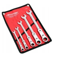 Klucze płasko oczkowe z grzechotką 8-19mm podwójny przegub