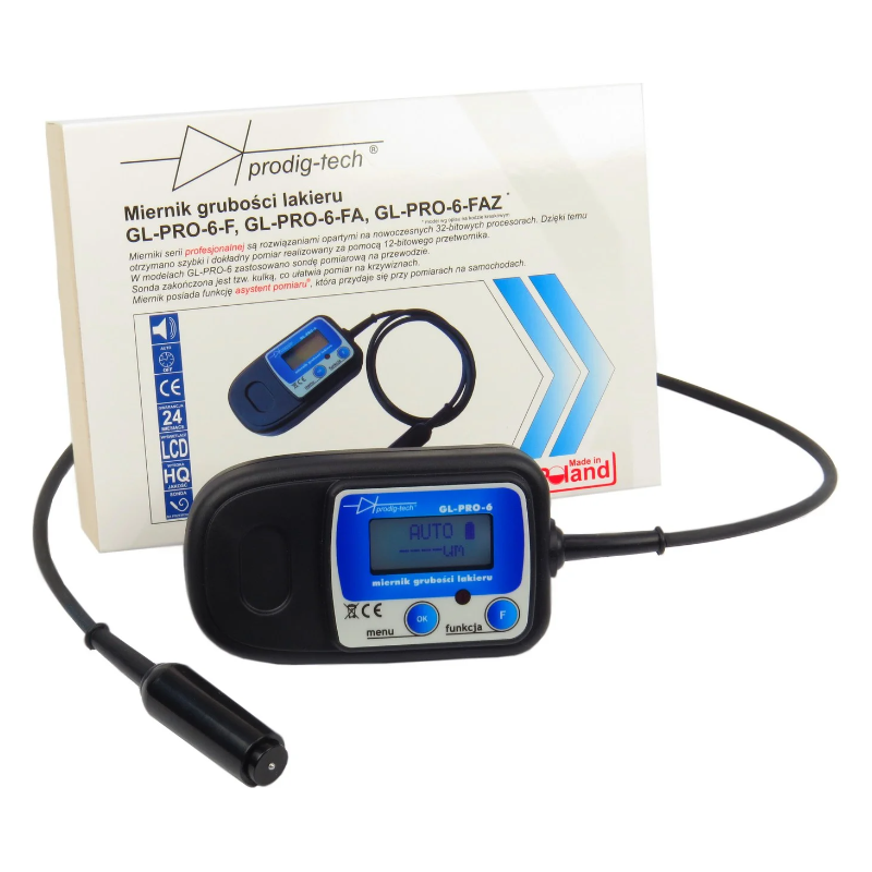 Profesjonalny miernik grubości lakieru z sondą na przewodzie